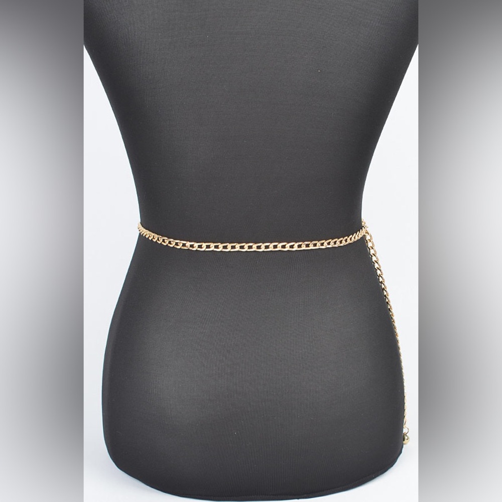 Plus Size Rhinestone Chain Layered Statement Belt - Picture 2 of 6